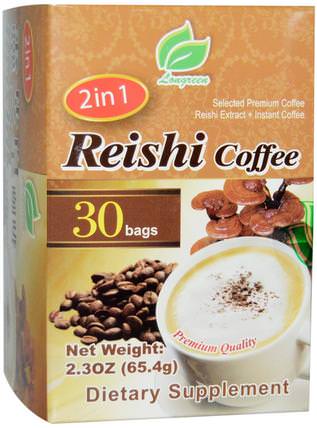 2 in 1 Reishi Coffee, Reishi Mushroom & Columbian Coffee, 30 Bags, 2.3 oz (65.4 g) Each by Longreen Corporation, 食物，咖啡，速溶咖啡，補品，adaptogen HK 香港