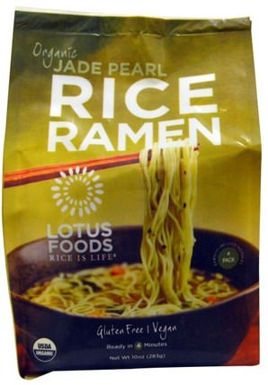 Organic Jade Pearl Rice Ramen, 4 Packs, 10 oz (283 g) by Lotus Foods, 食品，米飯麵食湯和穀物，意大利面和湯，麵條 HK 香港