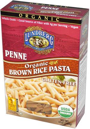 Penne, Brown Rice Pasta, 12 oz (340 g) by Lundberg, 食品，米飯麵食湯和穀物，麵食和湯 HK 香港