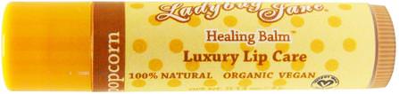 LadyBug Jane, Healing Lip Balm, Caramel Popcorn, 0.14 oz (4 g) by LuxeBeauty, 洗澡，美容，唇部護理，唇膏 HK 香港