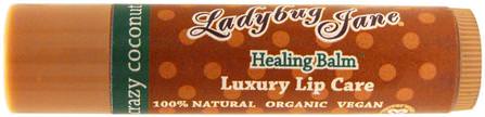 LadyBug Jane, Healing Lip Balm, Crazy Coconut, 0.14 oz (4 g) by LuxeBeauty, 洗澡，美容，唇部護理，唇膏 HK 香港