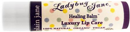 LadyBug Jane, Healing Lip Balm, Plain Jane, 0.14 oz (4 g) by LuxeBeauty, 洗澡，美容，唇部護理，唇膏 HK 香港