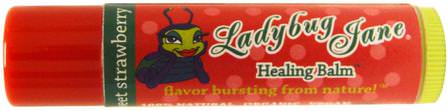 LadyBug Jane, Healing Lip Balm, Sweet Strawberry, 0.14 oz (4 g) by LuxeBeauty, 洗澡，美容，唇部護理，唇膏 HK 香港
