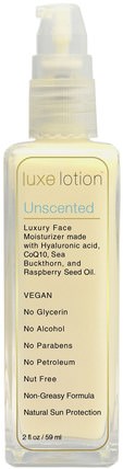 Luxe Lotion, Luxury Face, Unscented, 2 fl oz (59 ml) by LuxeBeauty, 美容，面部護理，spf面部護理 HK 香港