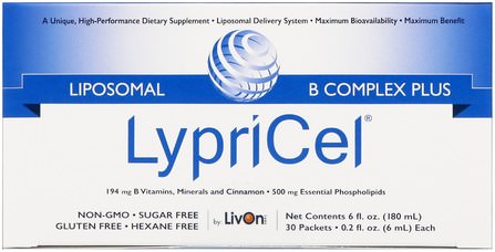 Liposomal B Complex Plus, 30 Packets, 0.2 fl oz (6 ml) Each by LypriCel, 維生素，維生素b複合物 HK 香港