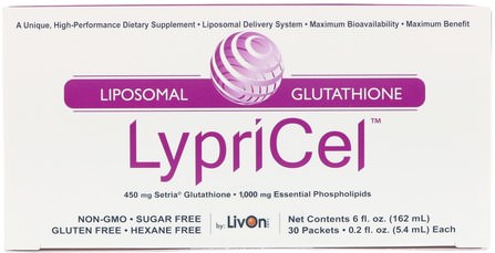 Liposomal Glutathione GSH, 30 Packets, 0.2 fl oz (5.4 ml) Each by LypriCel, 補充劑，l穀胱甘肽 HK 香港