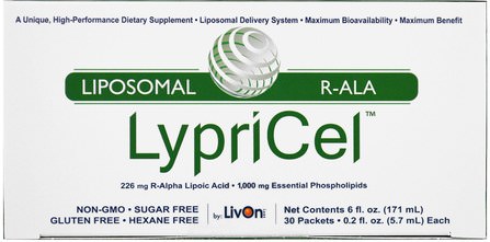 Liposomal R-ALA, 30 Packets, 0.2 fl oz (5.7 ml) Each by LypriCel, 補充劑，抗氧化劑，α硫辛酸，硫辛酸 HK 香港