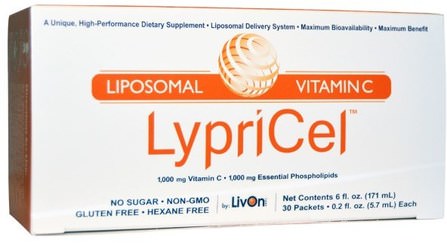Liposomal Vitamin C, 30 Packets, 0.2 fl oz (5.7 ml) Each by LypriCel, 維生素，維生素c，維生素C脂質體 HK 香港