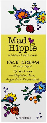 Face Cream, 13 Actives, 1.02 fl oz (30 ml) by Mad Hippie Skin Care Products, 美容，面部護理，皮膚，沐浴，摩洛哥堅果面霜 HK 香港