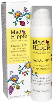 Facial SPF, 30+ UVA/UVB Broad-Spectrum, 2.1 oz (60 g) by Mad Hippie Skin Care Products, 浴，美容，防曬霜，spf 30-45，維生素c HK 香港