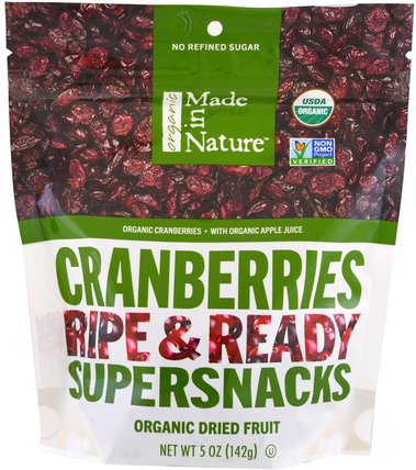 Organic Cranberries Ripe & Ready Supersnacks, 5 oz (142 g) by Made in Nature, 食物，乾果 HK 香港