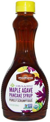 Organic Maple Agave Pancake Syrup, 11.75 fl oz (347 ml) by Madhava Natural Sweeteners, 食物，甜味劑 HK 香港