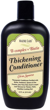 Thickening B-Complex + Biotin Conditioner, No Sulfates, Citrus Squeeze, 14 fl oz (414 ml) by Madre Labs, 洗澡，美容，頭髮，頭皮，馬德雷實驗室護髮，洗髮水，護髮素 HK 香港