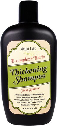 Thickening B-Complex + Biotin Shampoo, No Sulfates, Citrus Squeeze, 14 fl oz (414 ml) by Madre Labs, 洗澡，美容，頭髮，頭皮，馬德雷實驗室護髮，洗髮水，護髮素 HK 香港