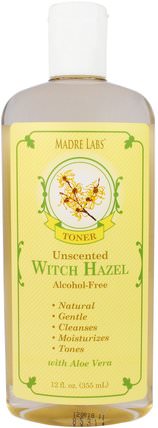 Witch Hazel Toner, Moisturizing and Plant-Based, Unscented, Alcohol-Free, 12 fl. oz. (355 mL) by Madre Labs, madre labs面部護理，美容，皮膚 HK 香港
