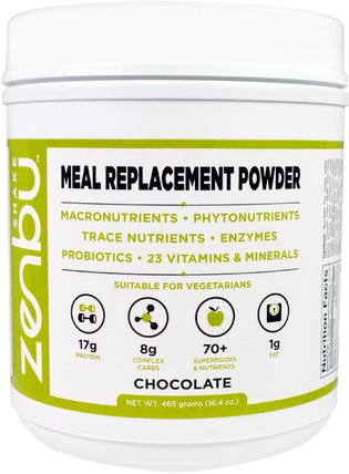 Zenbu Shake, Meal Replacement Powder, With Prebiotics, Probiotics and Plant-Based Protein, Chocolate Flavor, 16.4 oz. (465 g) by Madre Labs, 補充劑，代餐奶昔，madre labs zenbu shake HK 香港