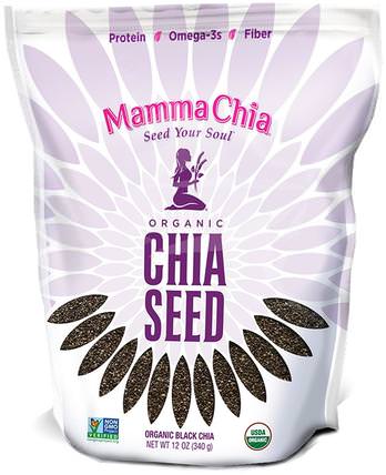 Organic Black Chia Seed, 12 oz (340 g) by Mamma Chia, 補充劑，efa omega 3 6 9（epa dha），正大種子 HK 香港