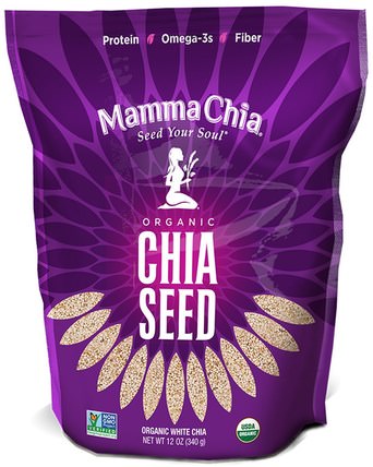 Organic White Chia Seed, 12 oz (340 g) by Mamma Chia, 補充劑，efa omega 3 6 9（epa dha），正大種子 HK 香港