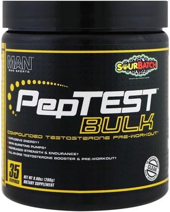 PepTest Bulk, Compounded Testosterone Pre-Workout, Sour Batch, 9.88 oz (280 g) by MAN Sport, 運動，鍛煉 HK 香港