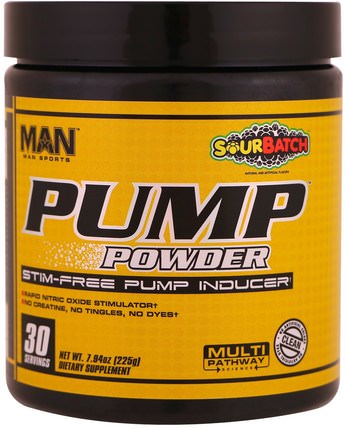 Pump Powder, Stim-Free Pump Inducer, Sour Batch, 7.94 oz (225 g) by MAN Sport, 健康，能量，運動 HK 香港