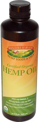 Certified Organic Hemp Oil, 16.9 fl oz (500 ml) by Manitoba Harvest, 補充劑，efa omega 3 6 9（epa dha），大麻製品，大麻籽油 HK 香港