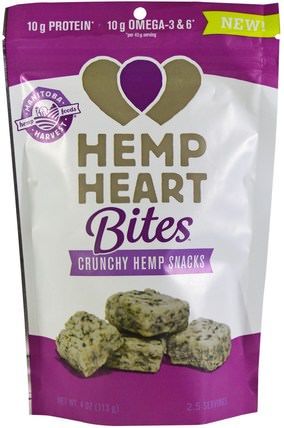 Hemp Heart Bites, Crunchy Hemp Snacks, 4 oz (113 g) by Manitoba Harvest, 補充劑，efa omega 3 6 9（epa dha），大麻產品 HK 香港