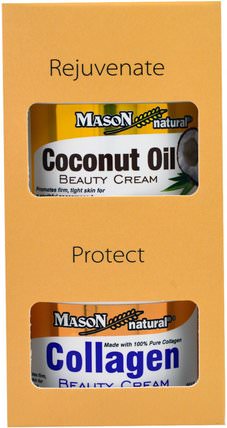 Coconut Oil Beauty Cream + Collagen Beauty Cream, 2 Jars, 2 oz (57 g) Each by Mason Naturals, 美容，面部護理，面霜，乳液，浴，禮品套裝 HK 香港