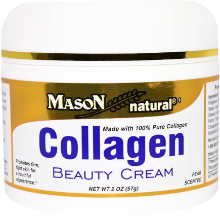 Collagen Beauty Cream, Pear Scented, 2 oz (57 g) by Mason Naturals, 美容，面部護理，皮膚類型抗衰老皮膚，面霜乳液，精華素 HK 香港