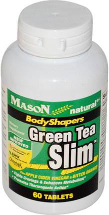 Green Tea Slim, 60 Tablets by Mason Naturals, 補充劑，抗氧化劑，綠茶，草藥，egcg HK 香港