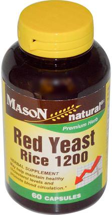 Red Yeast Rice 1200, 60 Capsules by Mason Naturals, 補品，紅曲米 HK 香港