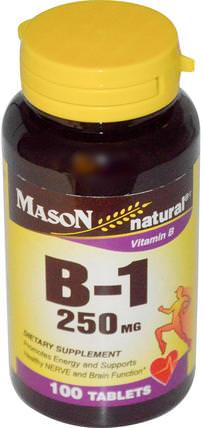 Vitamin B-1, 250 mg, 100 Tablets by Mason Naturals, 維生素，維生素b，維生素b1 - 硫胺素 HK 香港