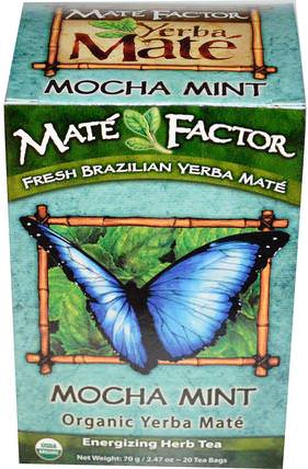 Organic Yerba Mat, Mocha Mint, 20 Tea Bags, 2.47 oz (70 g) by Mate Factor, 食物，涼茶，馬黛茶 HK 香港