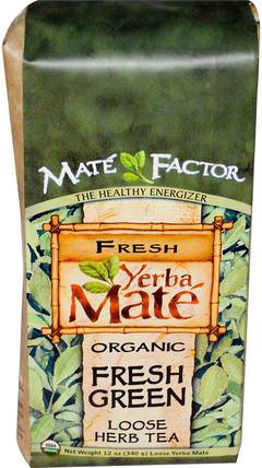 Organic Yerba Mate, Fresh Green, Loose Herb Tea, 12 oz (340 g) by Mate Factor, 食物，涼茶，馬黛茶 HK 香港