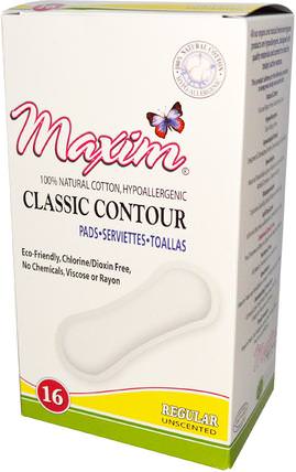 Classic Contour Pads, Regular, Unscented, 16 Pads by Maxim Hygiene Products, 洗澡，美女，女人 HK 香港