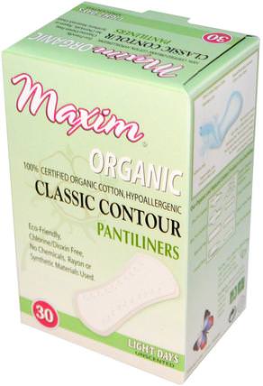 Organic Classic Contour Pantiliners, Light Days, Unscented, 30 Pantiliners by Maxim Hygiene Products, 洗澡，美女，女人 HK 香港