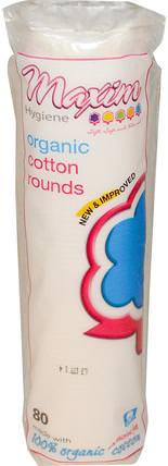 Organic Cotton Rounds, 80 Count by Maxim Hygiene Products, 洗澡，美容，棉球拭子和輪 HK 香港