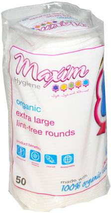 Organic Extra Large Lint-Free Rounds, 50 Count by Maxim Hygiene Products, 洗澡，美容，棉球拭子和輪 HK 香港