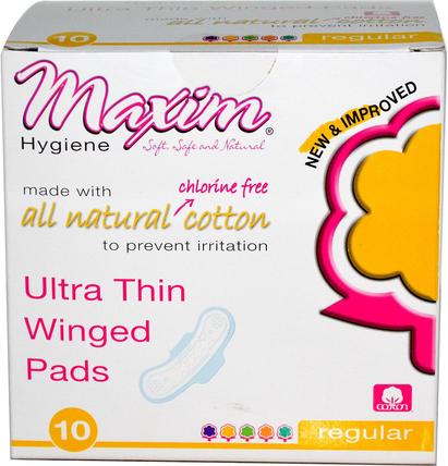 Ultra Thin Winged Pads, Regular, 10 Pads by Maxim Hygiene Products, 洗澡，美女，女人 HK 香港