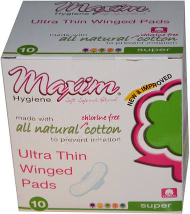 Ultra Thin Winged Pads, Super, 10 Pads by Maxim Hygiene Products, 洗澡，美女，女人 HK 香港