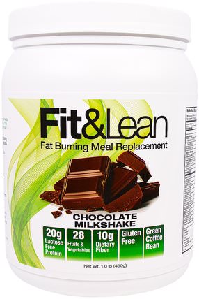 Fit & Lean, Fat Burning Meal Replacement, Chocolate Milkshake, 1.0 lb (450 g) by Maximum Human Performance, 補品，代餐奶昔，減肥，飲食 HK 香港