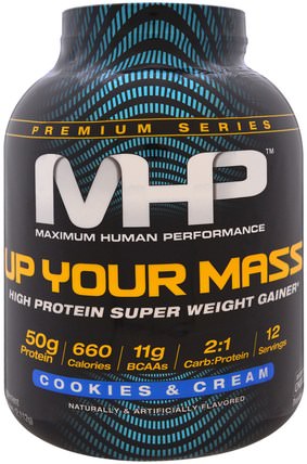Up Your Mass, High Protein Super Weight Gainer, Cookies & Cream, 4.66 lbs (2.112 g) by Maximum Human Performance, 運動，運動 HK 香港