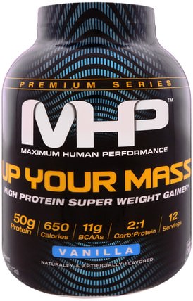 Up Your Mass, High Protein Weight Gainer, Vanilla, 4.66 lbs (2.112 g) by Maximum Human Performance, 運動，運動 HK 香港