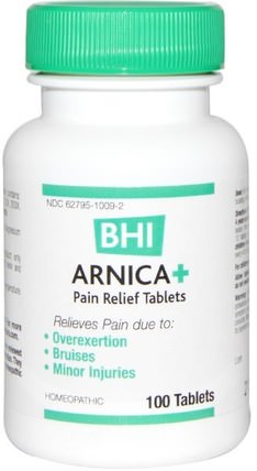 BHI, Arnica +, 100 Tablets by MediNatura, 草藥，山金車蒙大拿，順勢療法疼痛緩解 HK 香港