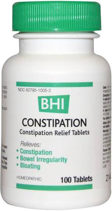 BHI, Constipation, 100 Tablets by MediNatura, 健康，便秘，medinatura bhi HK 香港