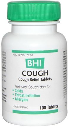 BHI, Cough, 100 Tablets by MediNatura, 健康，感冒流感和病毒，感冒和流感，補充劑，順勢療法咳嗽感冒和流感 HK 香港