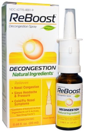 Reboost, Decongestion Spray, 0.68 fl oz (20 ml) by MediNatura, 健康，鼻腔健康，鼻腔噴霧劑，鼻腔 HK 香港
