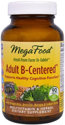 Adult B-Centered, 90 Tablets by MegaFood, 維生素，多種維生素 HK 香港