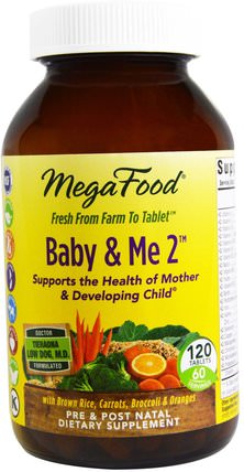 Baby & Me 2, 120 Tablets by MegaFood, 維生素，女性多種維生素，產前多種維生素 HK 香港