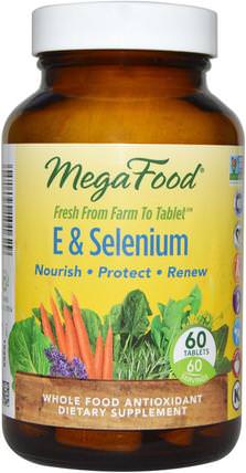 E & Selenium, 60 Tablets by MegaFood, 補充劑，抗氧化劑，硒 HK 香港