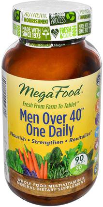 Men Over 40 One Daily, Iron Free, 90 Tablets by MegaFood, 維生素，男性多種維生素，男性 HK 香港
